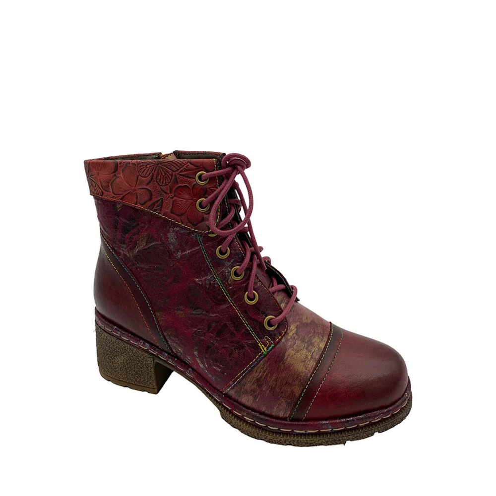 L'Artiste by Spring Step Leather Lace-Up Boots Fallinluv Bordeaux - Medium